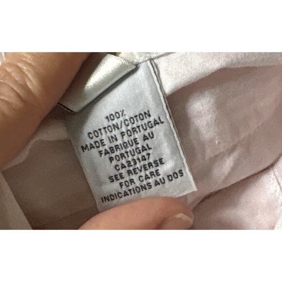 Talbots Women's White Pink Striped Button Up Shirt Collared 100% Cotton Size XL - Picture 6 of 7